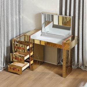 Everly Quinn Stainless steel box Makeup vanity & Reviews | Wayfair
